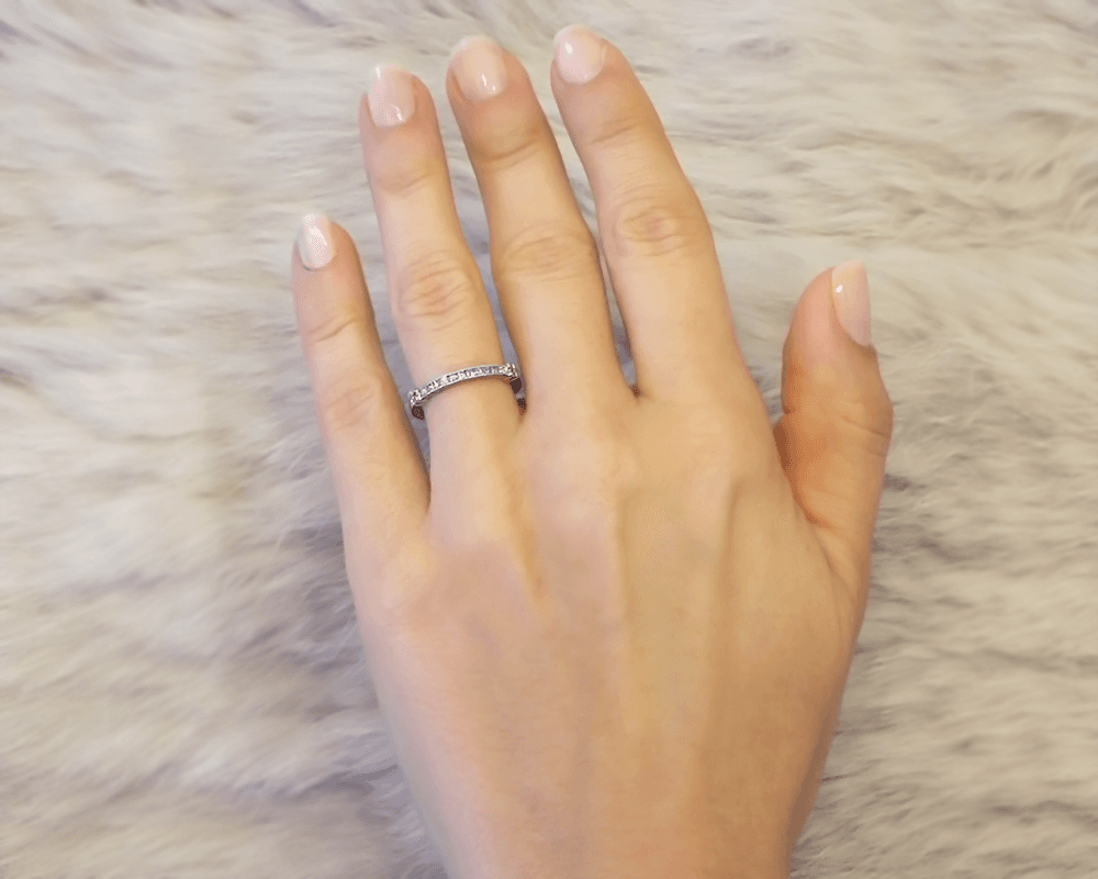 Vintage Square Diamond Band w Floral Accents