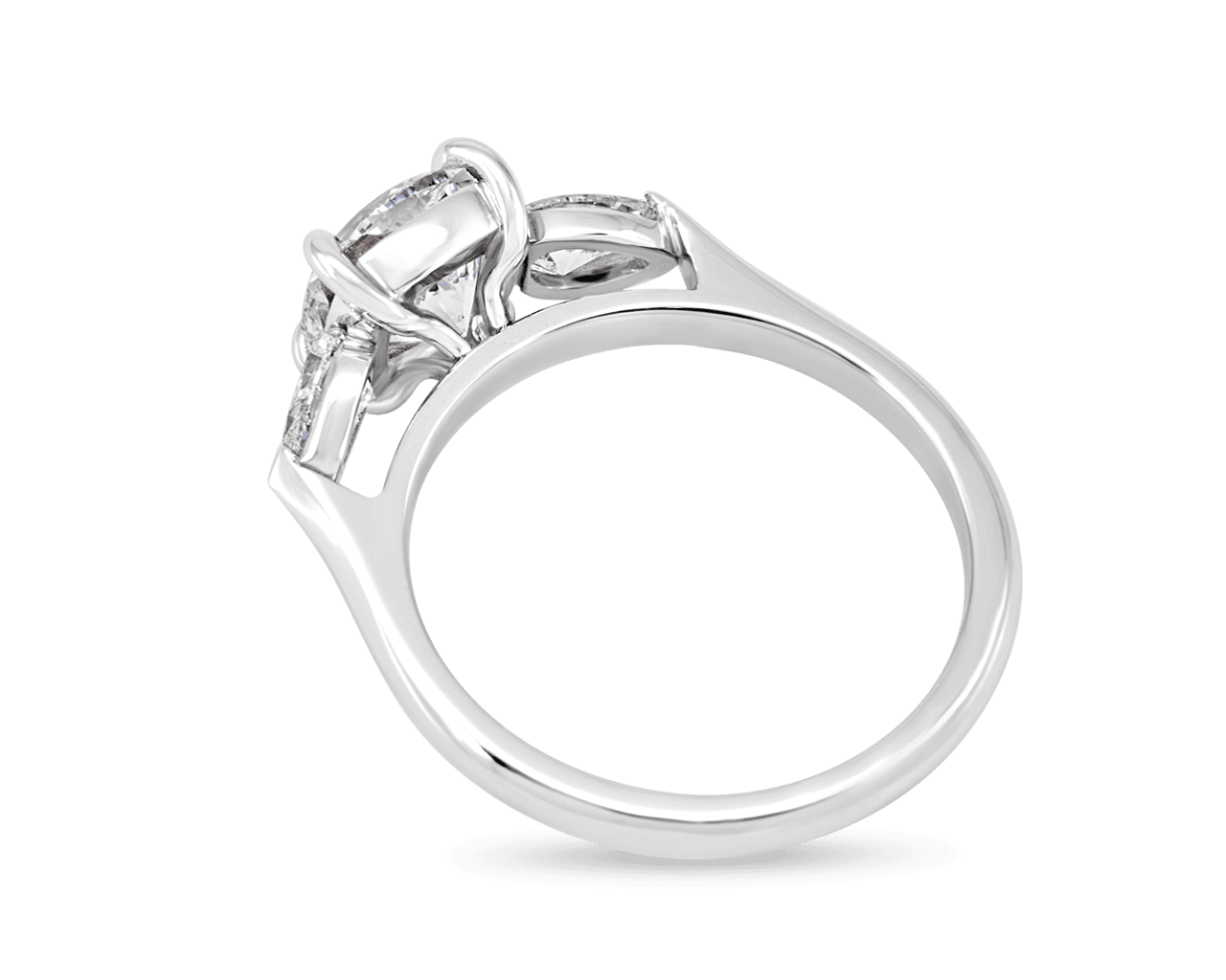 Cushion and Pear Shape Three Stone Ring